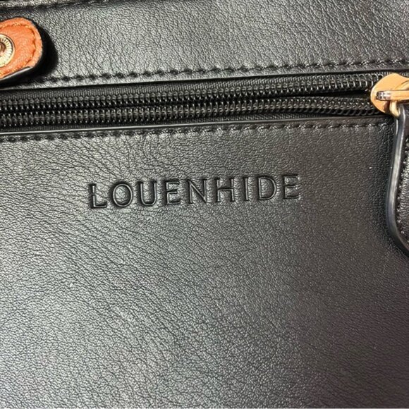 NWOT Louenhide Baby Bermuda Two Tone Black & Whisky Tote Bag Vegan Leather - Picture 9 of 16